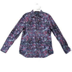 Perry Ellis Stretch Long Sleeve Button Up Shirt‎ Men's M Abstract Purple Blue